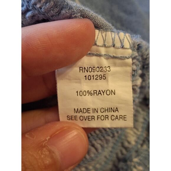 Lottie Moss Blue Floral Smocked Off-Shoulder Crop Top Size L - Picture 6 of 6